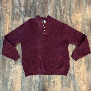 LL Bean men's 100% cotton button Sweater, Red, large/tall